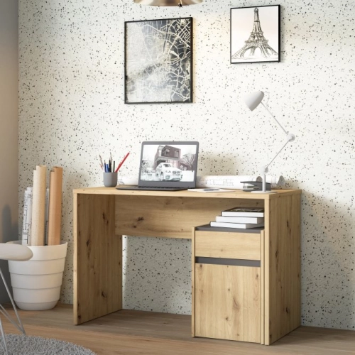 Biurko 110x55 cm z szufladą i szafką  Dąb Artisan/Grafit